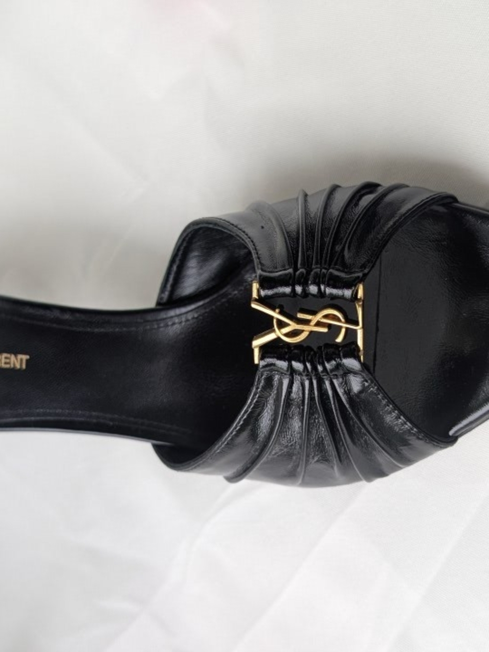 Saint Laurent Black Leather YSL Logo Slide Mule - Picture 4 of 16
